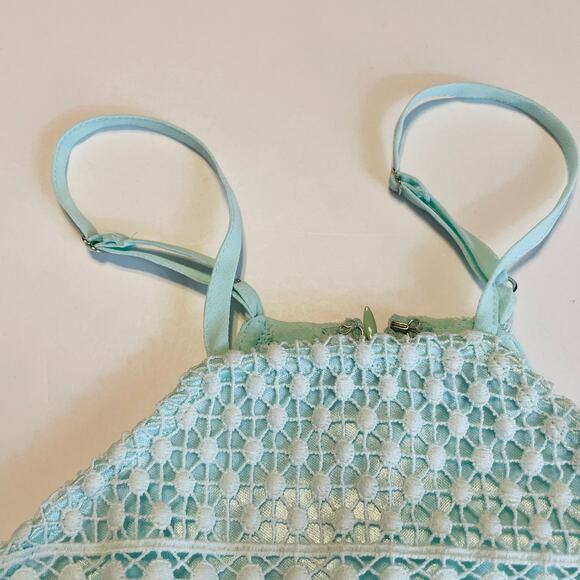 Venus Mint Green Lace Overlay Razorback Casual Summer Short Mini Dress 10 - Picture 9 of 12